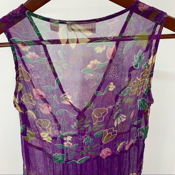 Urban Outfitters Kimchi & Blue Sheer Silk Floral Sleeveless V-Neck Tunic Blouse - Picture 8 of 16